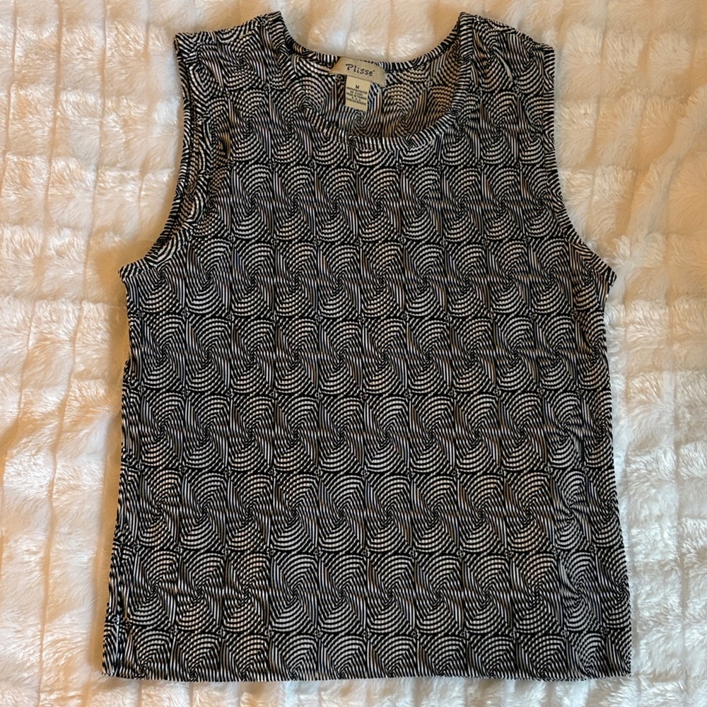 PLISSÈ black and white patterned top
